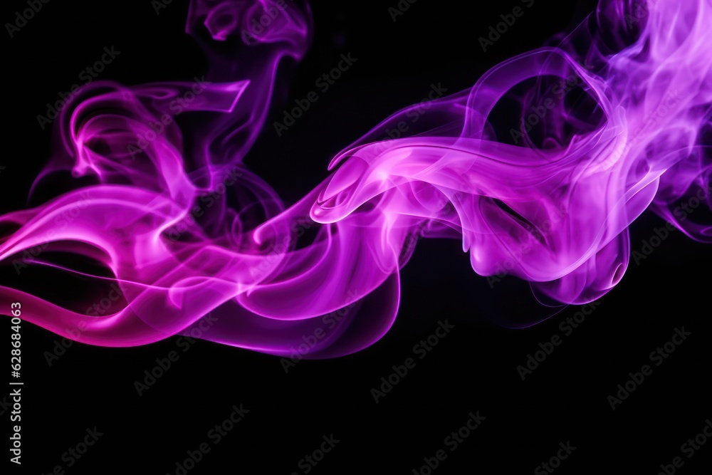 Fototapeta premium Thickpink and purple smoke on a black isolated background. Background from the smoke of vape