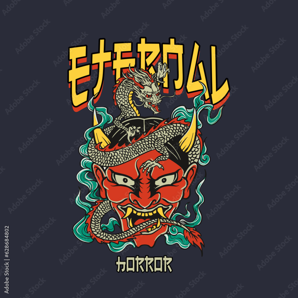 Oni dragon isolated background Oni dragon isolated background
