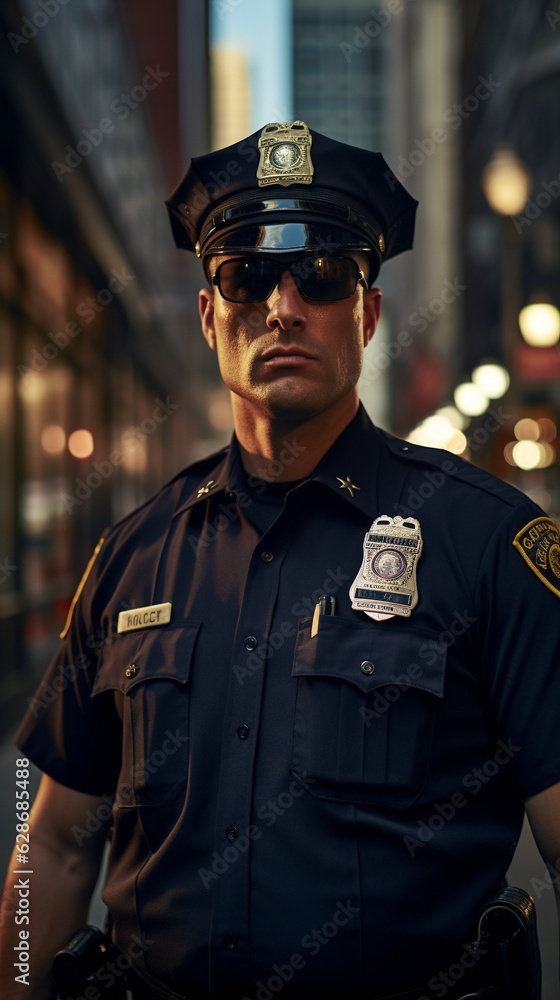 Obraz premium Civic Watch: Beat Cops Safeguarding Urban Realm, Generative AI