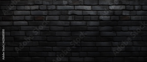 Black brick wall in long format. Banner.. ai generation