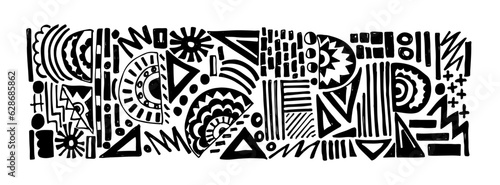 Hand drawn abstract seamless pattern, ethnic background, simple style. Great for textiles, banners, wallpapers, wrapping - vector design