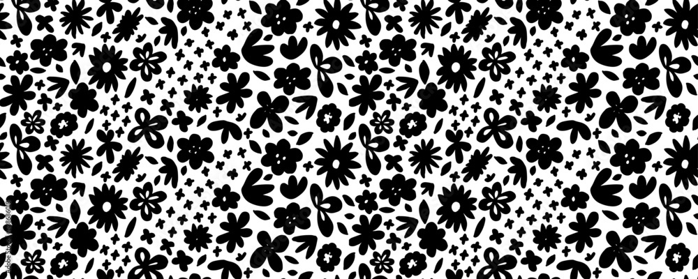 Flower seamless pattern. Simple floral texture. Flower silhouettes. Small meadow plants. Summer botanical background. Design for fabric and texture, dresess, Flower seamless pattern. Simple floral texture. Flower silhouettes. Small meadow plants. Summer botanical background. Design for fabric and texture, dresess,