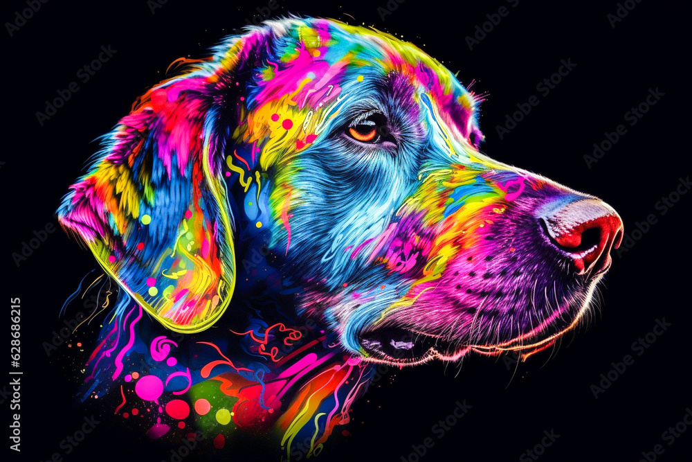 Dog with splash colors