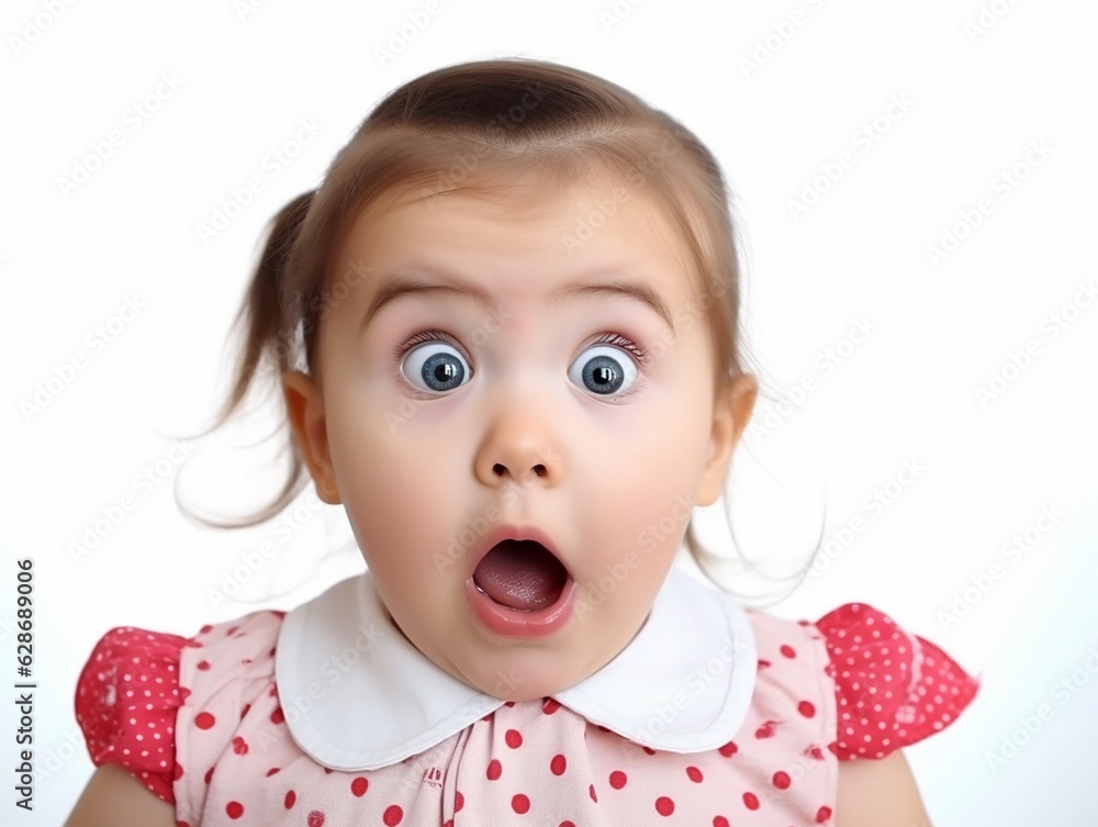Portrait of a pretty child making amazed shoked expression on her face Portrait of a pretty child making amazed shoked expression on her face