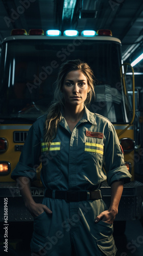 Cityscape Defender: Portrait of a Firefighter, Generative AI