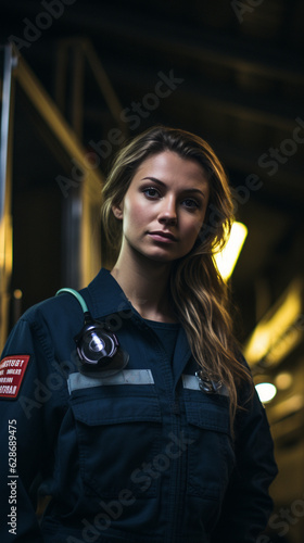 Dedicated to Duty: Urban Firefighter Portrait, Generative AI