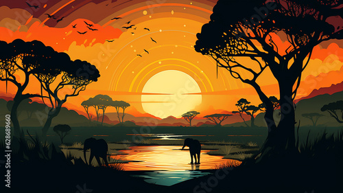 African culture background banner or illustration poster © Artofinnovation