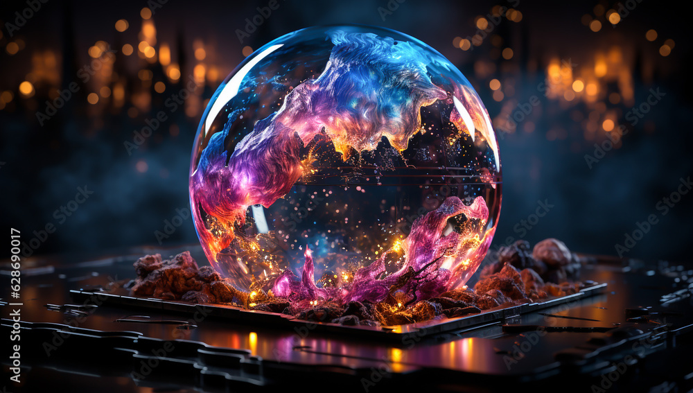 Illustration of glowing planet earth. AI Generated Illustration of glowing planet earth. AI Generated