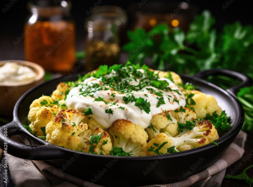 Cooked cauliflower in the casserole Cooked cauliflower in the casserole