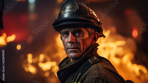 Bravery Amidst the Blaze: Firefighters in Fiery Battle, Generative AI