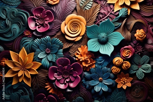 3D flowers background