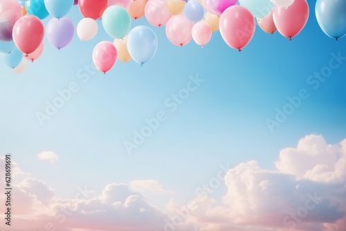 3D background with balloons and copy space