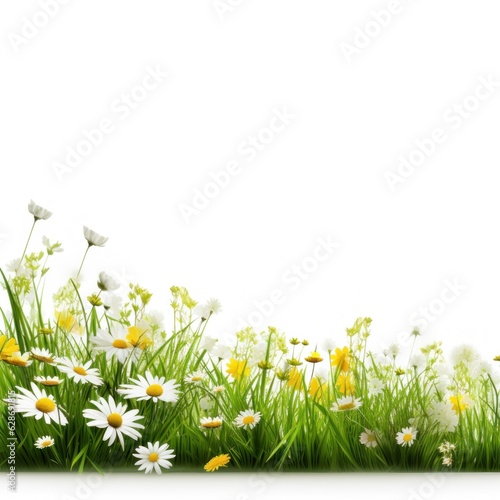Spring grass and flowers background