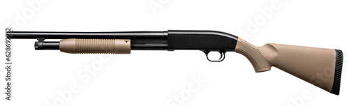 Canvas Print Pump-action 12 gauge shotgun isolated on a white background