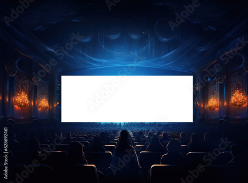 Big cinema with empty screen mockup