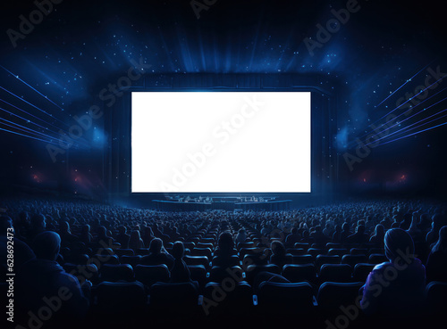 Big cinema with empty screen mockup