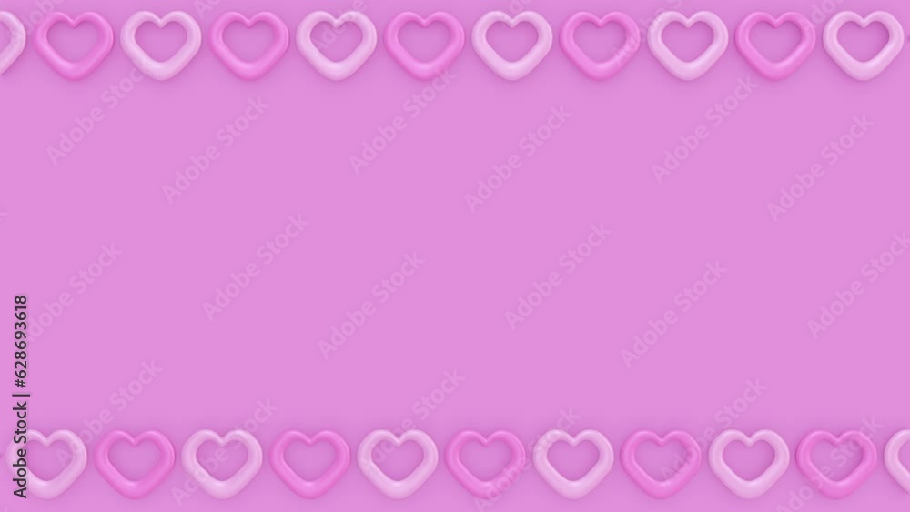 Pink gradient glossy cartoon heart frame loop animation background Pink gradient glossy cartoon heart frame loop animation background