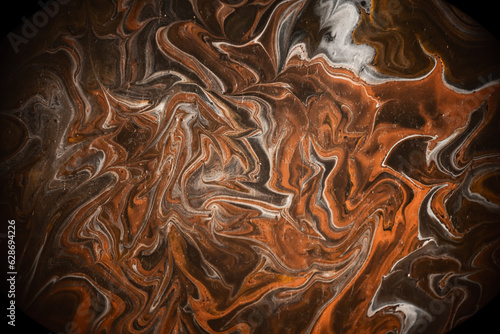 Macro photography of an abstract painting with diferent color effects