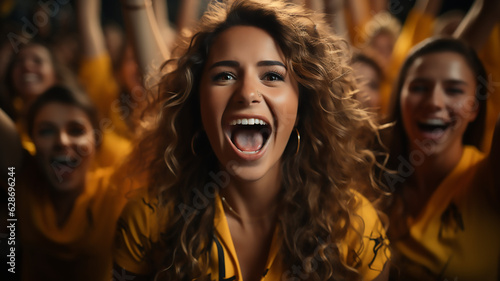 portrait of excited football or soccer fans watch the game cheering © Miljan Živković