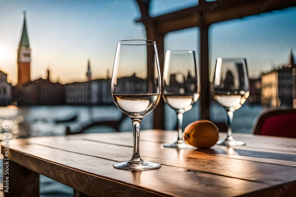 glasses of wine on the tablegenerated by AI technology 