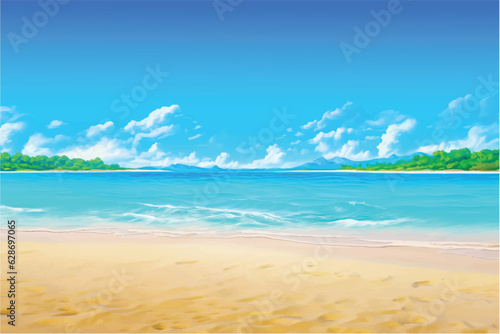 painting of tropical beach in summer