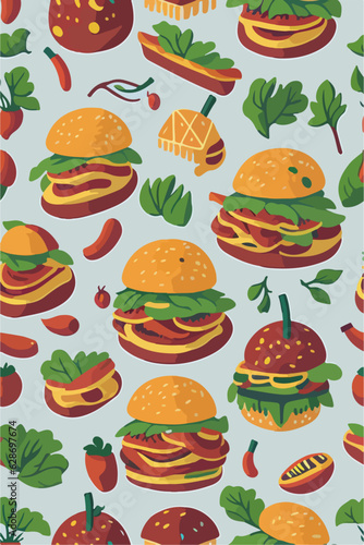 Fresh Burger Extravaganza, Vector Ingredients Illustration
