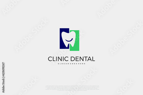 Clinic dental logo designs. Tooth abstract icons, dentist stomatology medical doctor. Vector concept