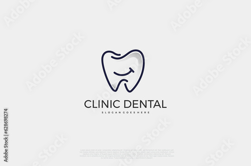 Clinic dental logo designs. Tooth abstract icons, dentist stomatology medical doctor. Vector concept