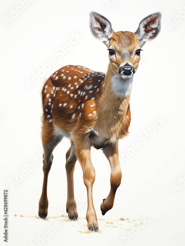 Deer spotted roe deer kid on a white background forest