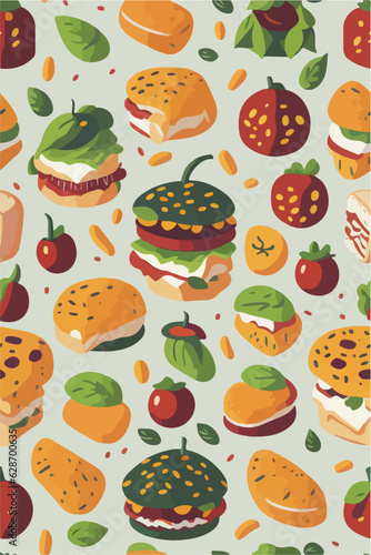 Delicious Fast Food  Vector Illustration of Burger Ingredients