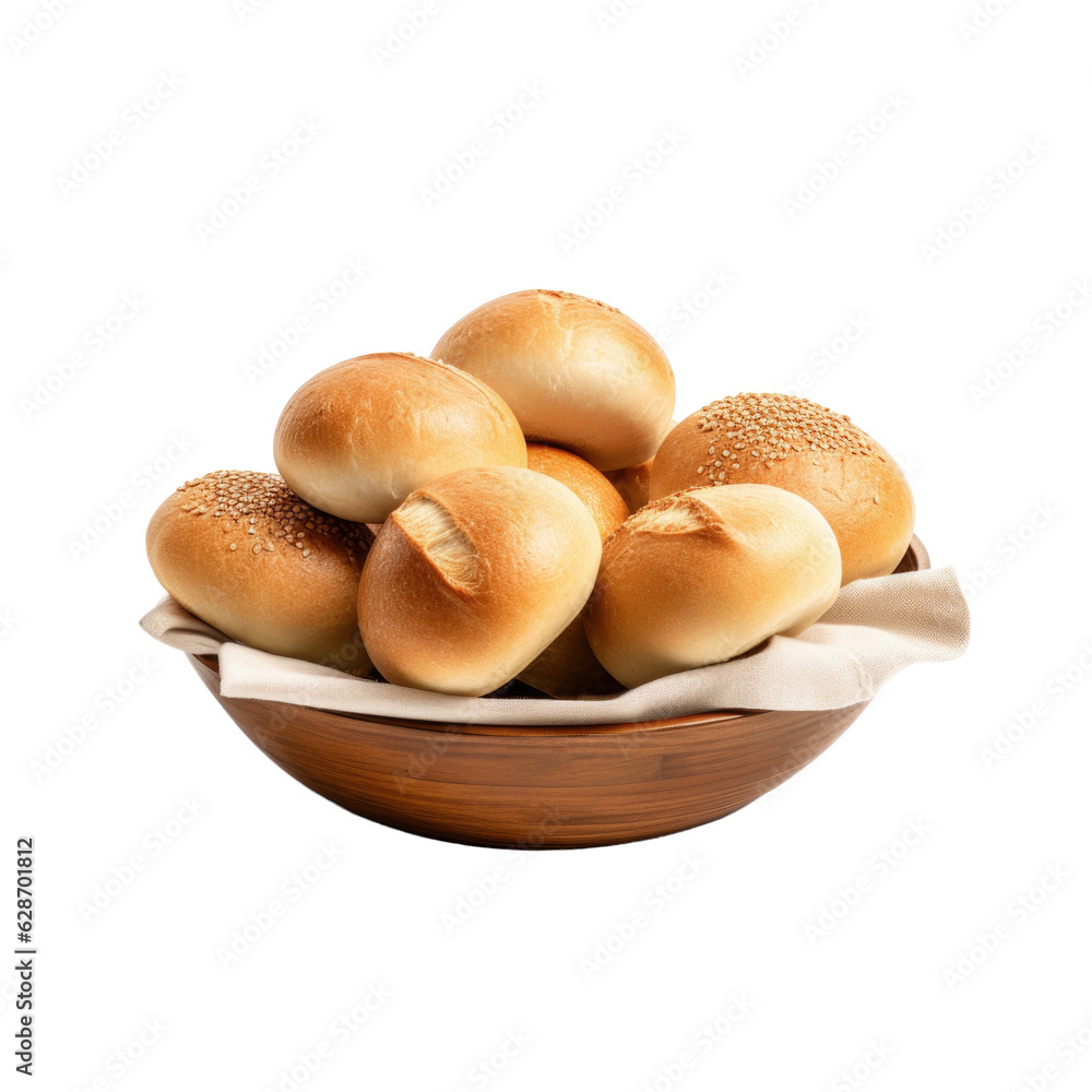 Delicious Bowl of Dinner Rolls Isolated on a Transparent Background Delicious Bowl of Dinner Rolls Isolated on a Transparent Background