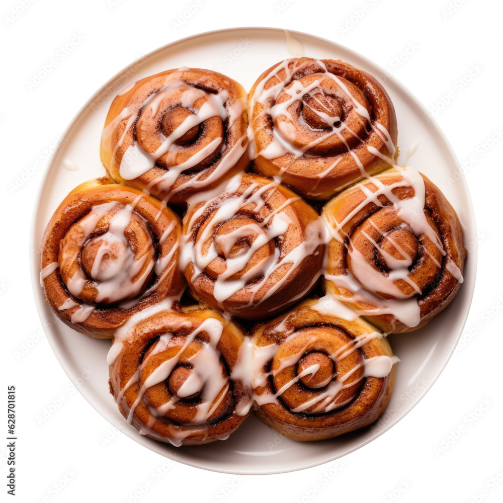 Delicious Plate of Cinnamon Rolls Isolated on a Transparent Background