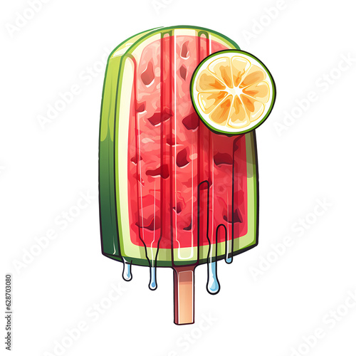 Watermelon Popsicle On A Stick Clipart