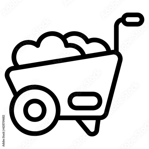  Wheel barrow, outline icon