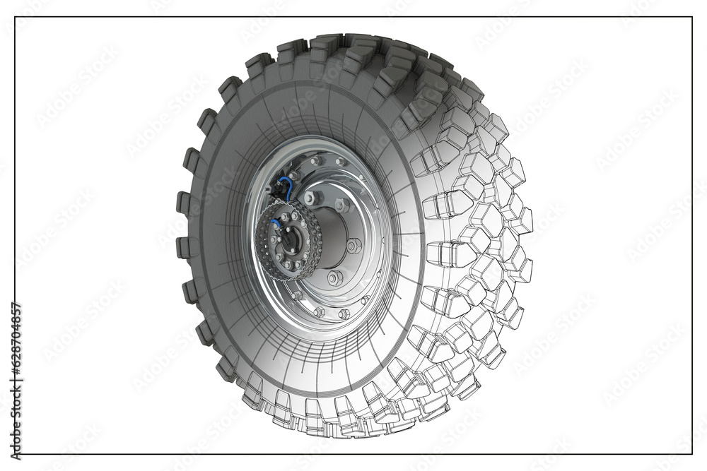 3D design of a wheel hub and automotive suspension with exploded view ...