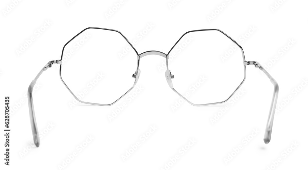 Stylish glasses with metal frame isolated on white Stylish glasses with metal frame isolated on white