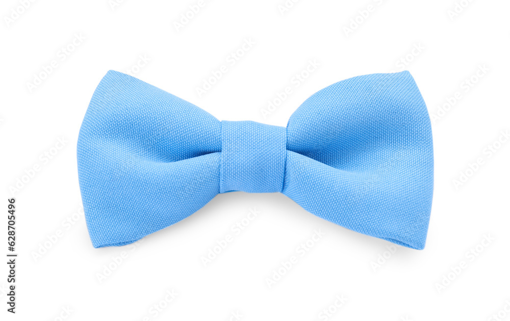 Stylish light blue bow tie on white background Stylish light blue bow tie on white background