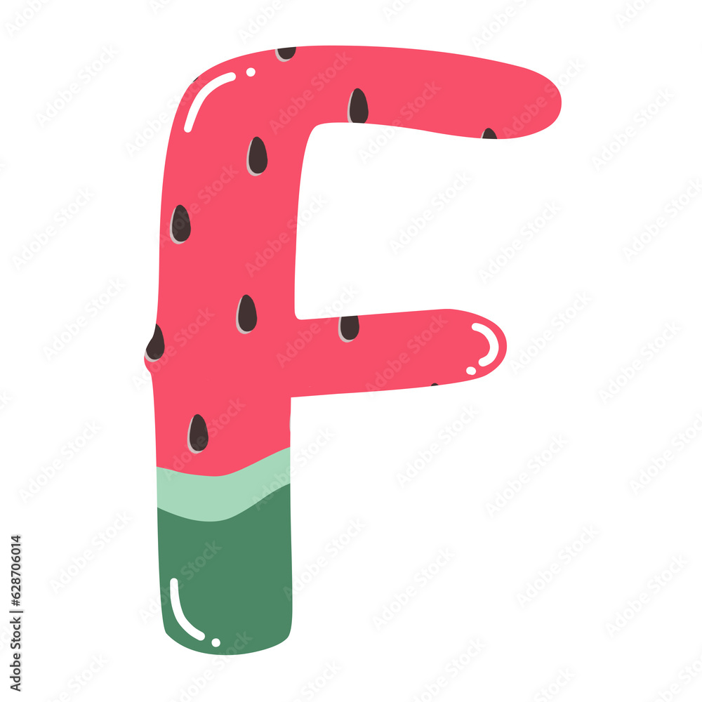 Watermelon vector latin alphabet. Illustration with summer english letters Watermelon vector latin alphabet. Illustration with summer english letters