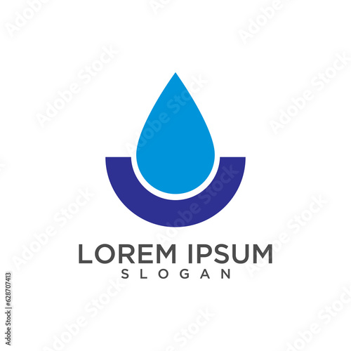 Blue water drop logo design template illustration.