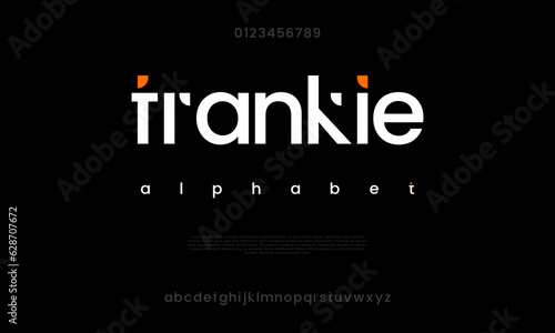 Frankie creative modern urban alphabet font. Digital abstract moslem, futuristic, fashion, sport, minimal technology typography. Simple numeric vector illustration