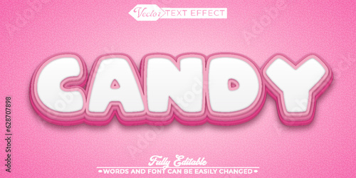 Cartoon Pink Sweet Candy Vector Editable Text Effect Template