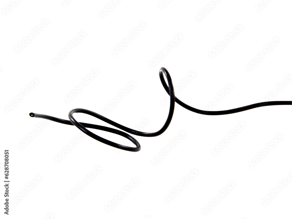 Black wire cable of usb and adapter isolated on white background.Electronic Connector.Selection focus. Black wire cable of usb and adapter isolated on white background.Electronic Connector.Selection focus.