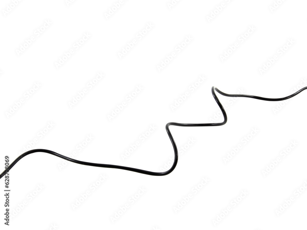 Black wire cable of usb and adapter isolated on white background.Electronic Connector.Selection focus. Black wire cable of usb and adapter isolated on white background.Electronic Connector.Selection focus.