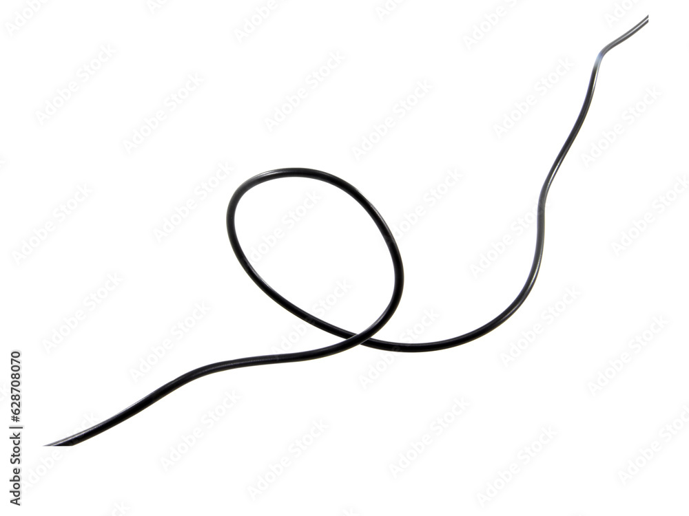 Black wire cable of usb and adapter isolated on white background.Electronic Connector.Selection focus. Black wire cable of usb and adapter isolated on white background.Electronic Connector.Selection focus.