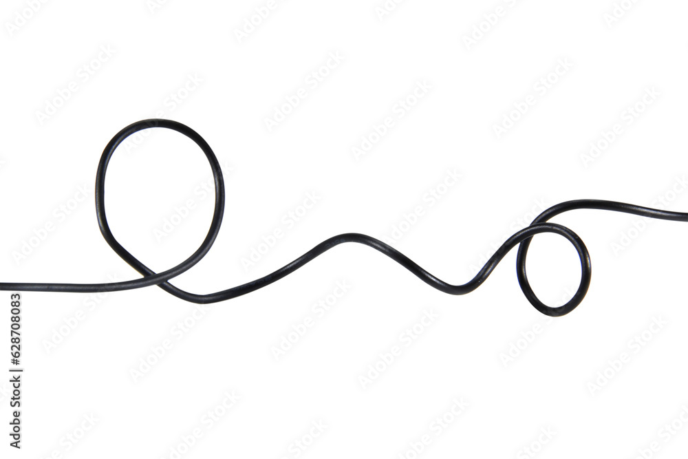 Black wire cable of usb and adapter isolated on white background.Electronic Connector.Selection focus. Black wire cable of usb and adapter isolated on white background.Electronic Connector.Selection focus.