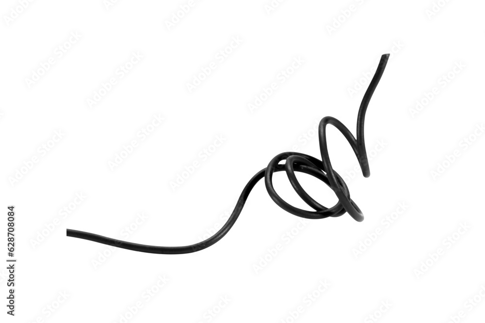 Black wire cable of usb and adapter isolated on white background.Electronic Connector.Selection focus. Black wire cable of usb and adapter isolated on white background.Electronic Connector.Selection focus.