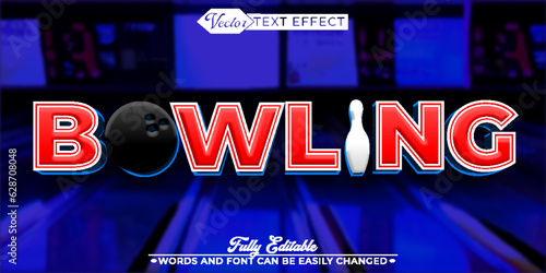 Bowling Game Vector Editable Text Effect Template
