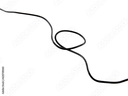 Black wire cable of usb and adapter isolated on white background.Electronic Connector.Selection focus.