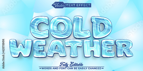 Cartoon Blue Cold Weather Vector Editable Text Effect Template
