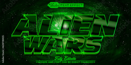 Green Dark Alien Wars Vector Editable Text Effect Template